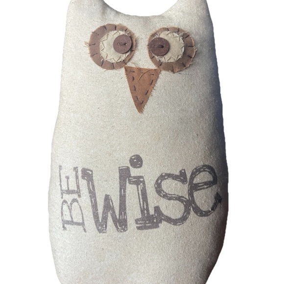 Honey & Me Owl Pillow Doorstop “Be Wise” Primitive Folk Art Rustic Boho Rare - Picture 6 of 8